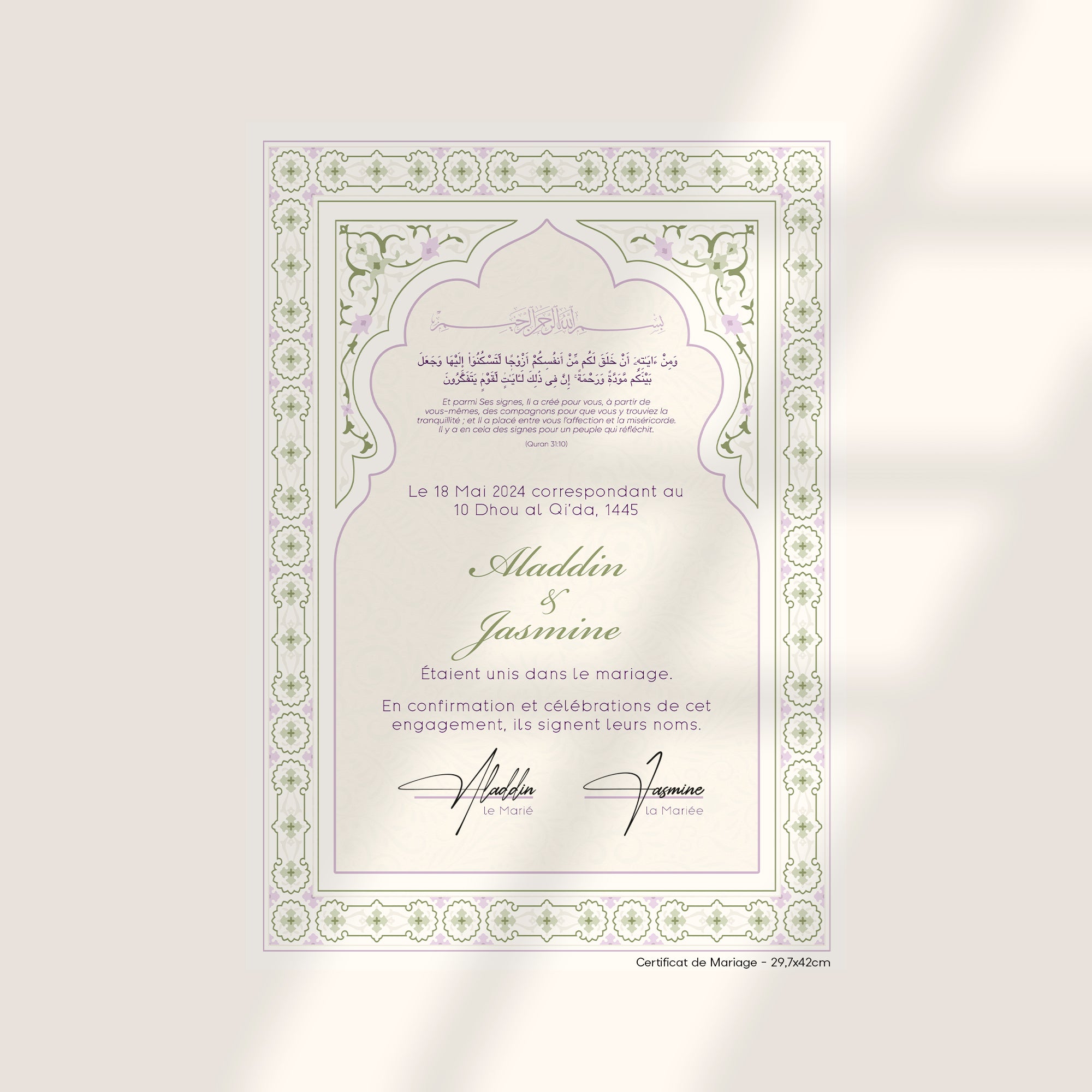Certificat de Mariage - Flowers